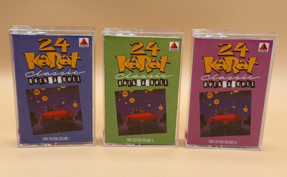 🎸 24 Karat Classic Rock & Roll Cassette Tape Lot Volumes I II III 1990 CITGO